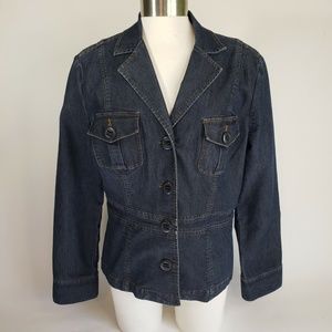 Women's Liz Claiborne Stretch Denim Blazer Jacket Size 8